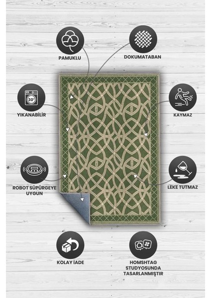 Düğüm Desenli Yıkanabilir Salon Halısı, Krem Yeşil Halı, Minimal Ev Dekoru, Dokuma Pamuk Tabanlı Halı modelleri