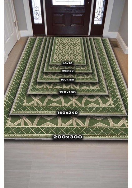 Düğüm Desenli Yıkanabilir Salon Halısı, Krem Yeşil Halı, Minimal Ev Dekoru, Dokuma Pamuk Tabanlı Halı fırsatları
