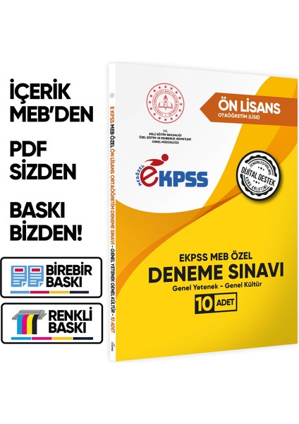 2026 MEB ÖZEL EKPSS Önlisans-Ortaöğretim 10lu Deneme Fasikül Paketi(A4 Renkli Baskı)