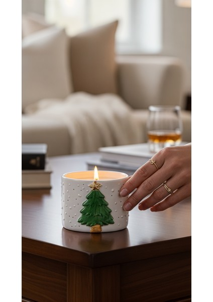 24K Altın Süslemeli Çam Ağacı ve Kar Temalı Seramik Mumluk Yılbaşı Yeni Yıl Hediyesi fiyatları