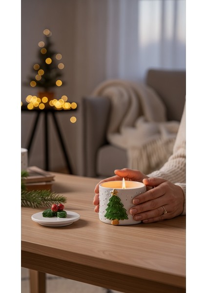 24K Altın Süslemeli Çam Ağacı ve Kar Temalı Seramik Mumluk Yılbaşı Yeni Yıl Hediyesi modelleri