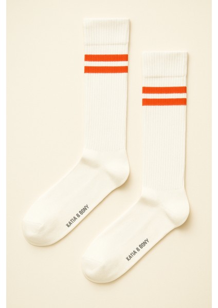 Unisex Çizgi Desenli Ribanalı Soket Çorap