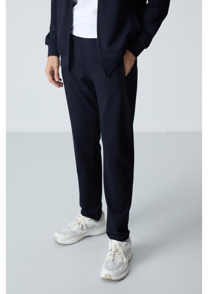 Lacivert Pamuklu Kalın Yumuşak Dokulu Comfort Fit Basic Erkek Eşofman Takım - 85260