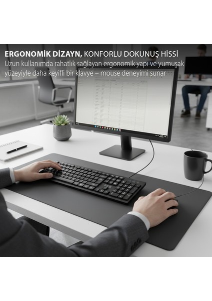 IMK-376T Kablolu Türkçe Q Klavye Mouse Seti | 105 Tuş Ergonomik Tasarım USB 2.0 10 Milyon Tuş Ömrü fiyatları