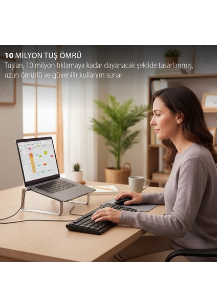 IMK-376T Kablolu Türkçe Q Klavye Mouse Seti | 105 Tuş Ergonomik Tasarım USB 2.0 10 Milyon Tuş Ömrü