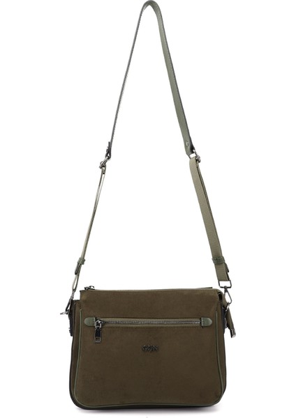 Kadın Haki Süet Uzun Askılı Omuz Çantası