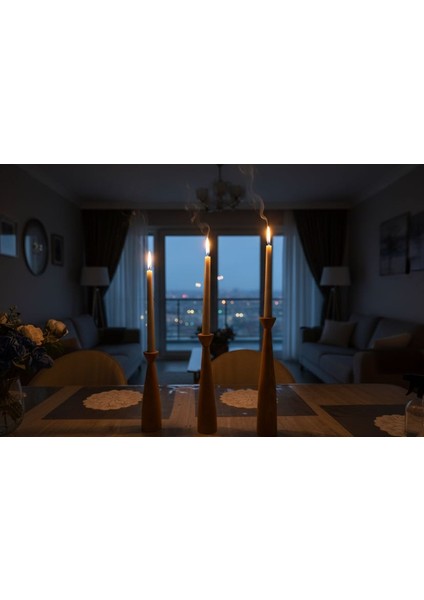 3’lü Konsept Dekoratif Mumluk Şamdan Şık Tasarım Özel Kayın Ağacı (31-26-20 ) cm Boyutlarında modelleri