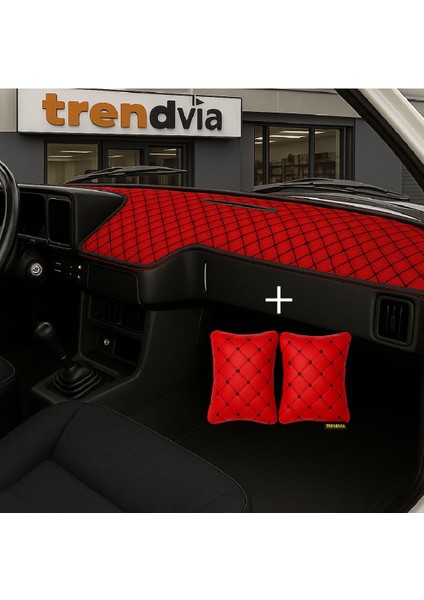 Tofaş Şahin Doğan Kartal Alçak Ön Göğüs Kırmızı-Siyah Torpido Kılıfı / Kırmızı-Siyah Boyun Yastığı