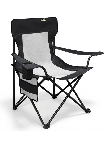 Kamp Sandalyesi, Outdoor, Plaj ve Piknik Için Katlanır Kamp Sandalyesi, Standart Boy - Siyah