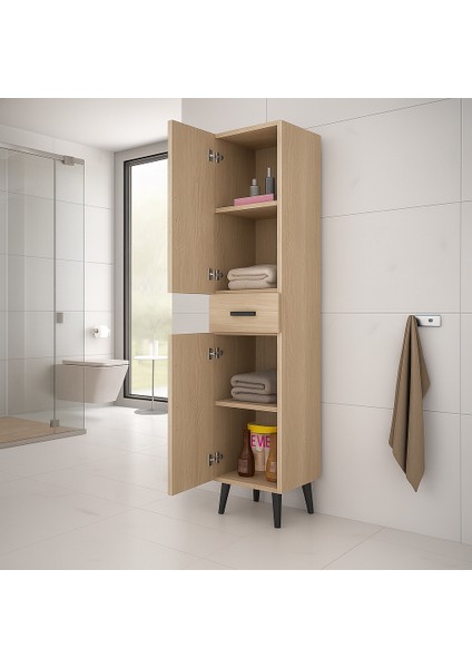 2 Kapaklı Çekmeceli 4 Raflı Mutfak Dolabı | Banyo Dolabı | Kiler Dolabı | Çok Amaçlı Dolap - Sonomo