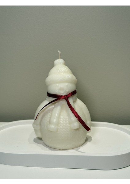 Premium Yılbaşı 4'lü Mum Seti | Kardan Adam, Çam Ağacı Bubble Mum Taş Tabak | Yeni Yıl Hediyelik