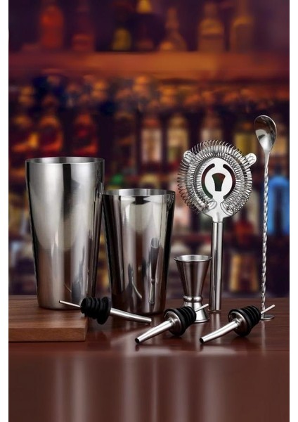 10 Parça Avantajlı Kokteyl Set Boston Shaker (750ml)