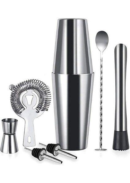 7 Parça Avantajlı Kokteyl Set Boston Shaker (750ml)