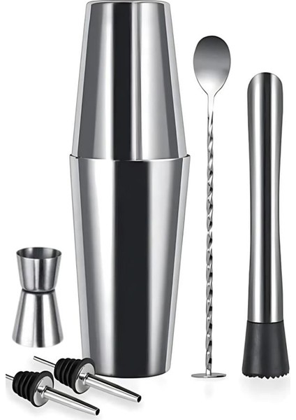 6 Parça Avantajlı Kokteyl Set Boston Shaker (750ml)