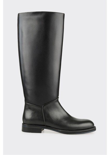 Siyah Deri Kadın Çizme