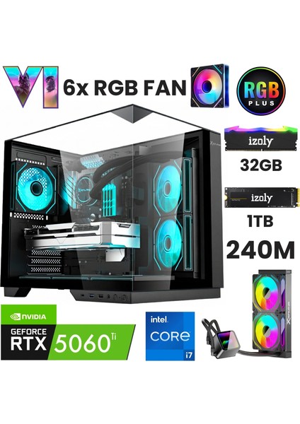 Gta6-D I7 14700F 32GB 1tb M.2 Nvme Rtx 5060TI 16GB 240MM Sıvı Soğutma Oyuncu Masaüstü Bilgisayarı