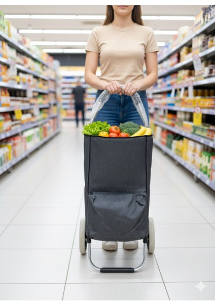 Buzluklu Termal Pazar Arabası – Katlanabilir Alüminyum Şase, Büyük Hacim, Sessiz Tekerlek fiyatları