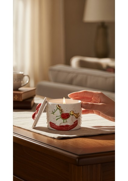 24K Altın Süslemeli Atlı Karınca Karosel Temalı Seramik Mumluk Yılbaşı Yeni Yıl Hediyesi fiyatları