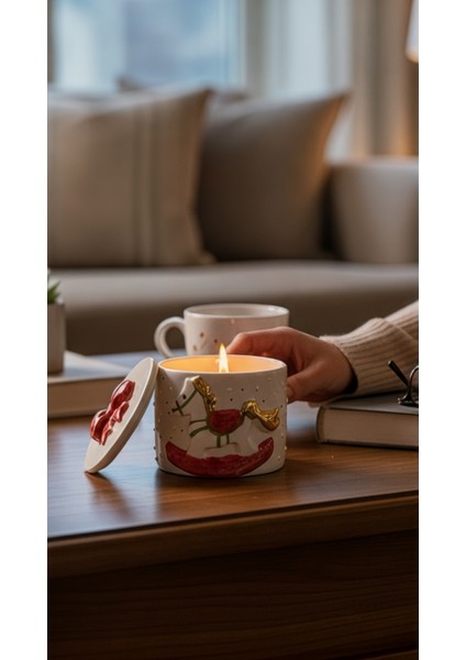 24K Altın Süslemeli Atlı Karınca Karosel Temalı Seramik Mumluk Yılbaşı Yeni Yıl Hediyesi indirimleri