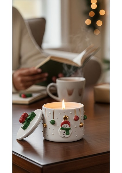 24K Altın Süslemeli Kardan Adam Kar Temalı Seramik Mumluk Yılbaşı Yeni Yıl Hediyesi fiyatları