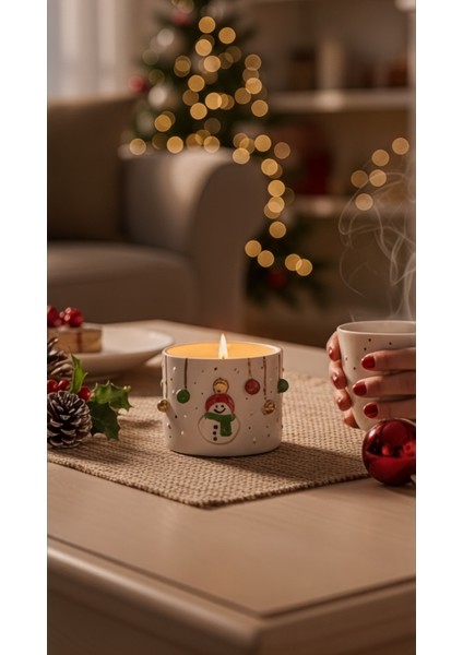 24K Altın Süslemeli Kardan Adam Kar Temalı Seramik Mumluk Yılbaşı Yeni Yıl Hediyesi modelleri