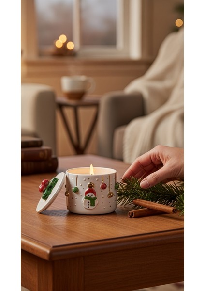 24K Altın Süslemeli Kardan Adam Kar Temalı Seramik Mumluk Yılbaşı Yeni Yıl Hediyesi fırsatları