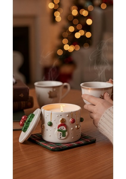 24K Altın Süslemeli Kardan Adam Kar Temalı Seramik Mumluk Yılbaşı Yeni Yıl Hediyesi indirimleri