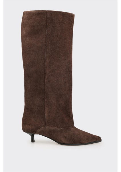 Kahve Deri Kadın Çizme