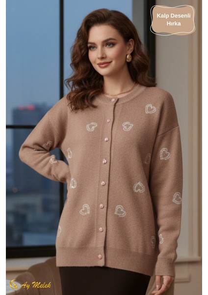 Kadın Triko Hırka Yumuşak V Yaka Kalpli Düğmeli Kazak fiyatları