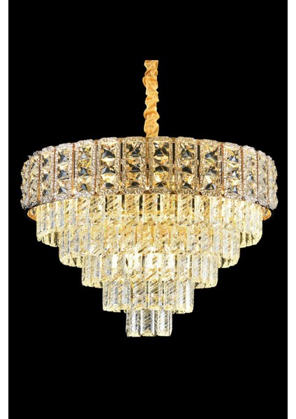 Asel Gold 60 cm Kristal Taşlı Modern Avize – Salon ve Oturma Odası modelleri