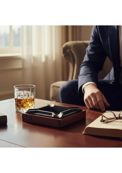 Cigarloong Ahşap Kare Puro Küllüğü Ceviz Siyah 4lü fiyatları