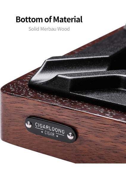 Cigarloong Ahşap Kare Puro Küllüğü Ceviz Siyah 4lü modelleri