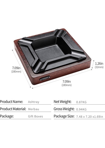 Cigarloong Ahşap Kare Puro Küllüğü Ceviz Siyah 4lü fırsatları