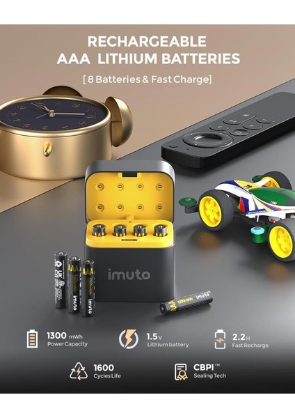 1300 Mwh Aaa Lityum Şarjlı Pil Seti (8’li) + 8 Yuvalı Şarj Ünitesi modelleri