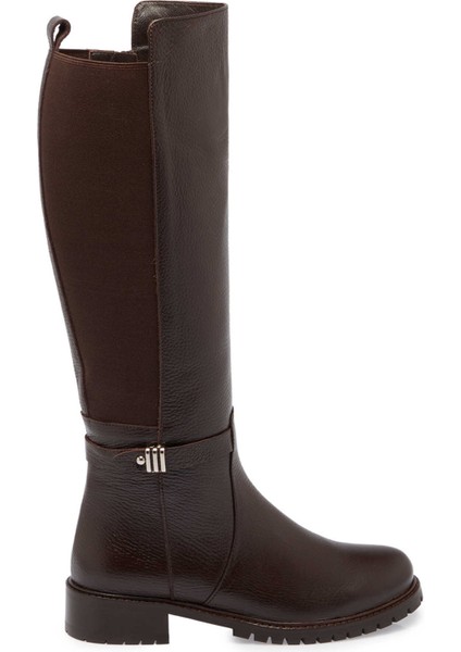 Kahve Deri-Tekstil Kadın Klasik Çizme - K24K1CM67712-A42