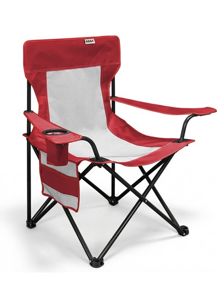 Kamp Sandalyesi, Outdoor, Plaj ve Piknik Için Katlanır Kamp Sandalyesi, Standart Boy - Kırmızı