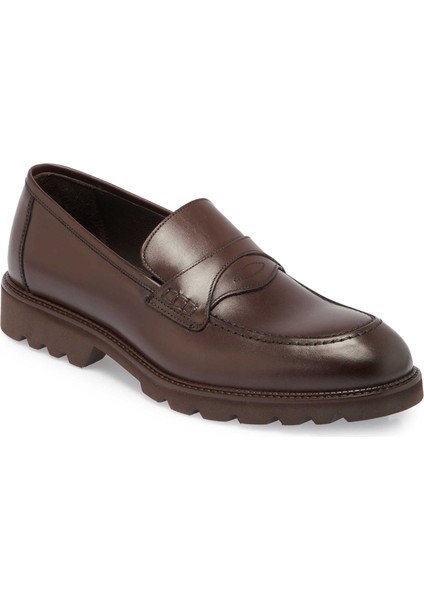 Kahve Hakiki Deri Erkek Casual Ayakkabı - E24S1AY56964-B90