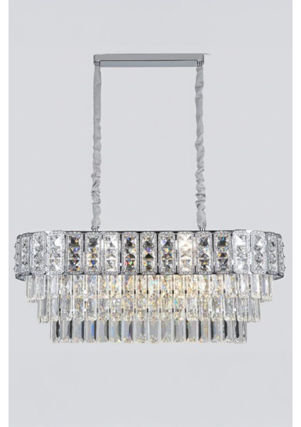 Asel Krom 90 cm Kristal Taşlı Modern Avize – Yemek Masası ve Salon modelleri