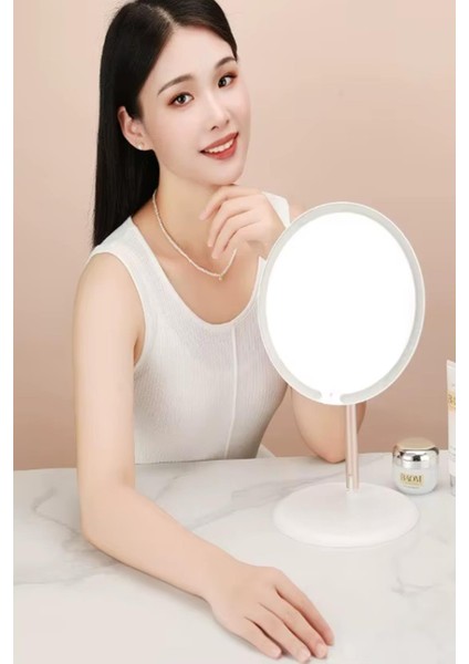 Beyaz Renk LED Işıklı USB Şarjlı Masa Üstü Makyaj Aynası Dokunmatik Makyaj Aynası fiyatları