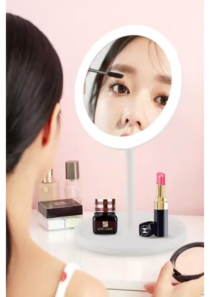 Beyaz Renk LED Işıklı USB Şarjlı Masa Üstü Makyaj Aynası Dokunmatik Makyaj Aynası modelleri