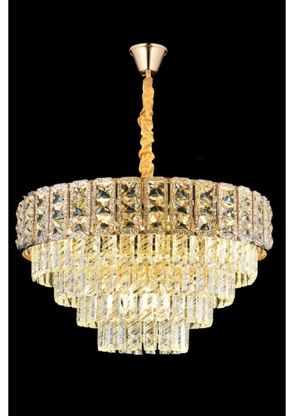 Asel Gold 50 cm Kristal Taşlı Modern Avize – Salon ve Oturma Odası modelleri