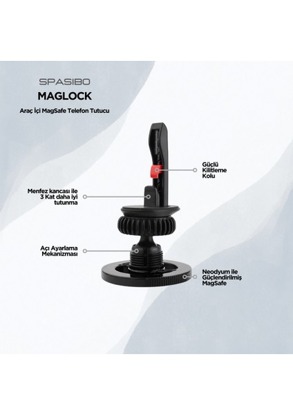 Maglock Sarsıntı Önleyici Magsafe Araç Tutucu - 3 Kat Güçlü Menfez Tutuşu ve 360° Ayar modelleri