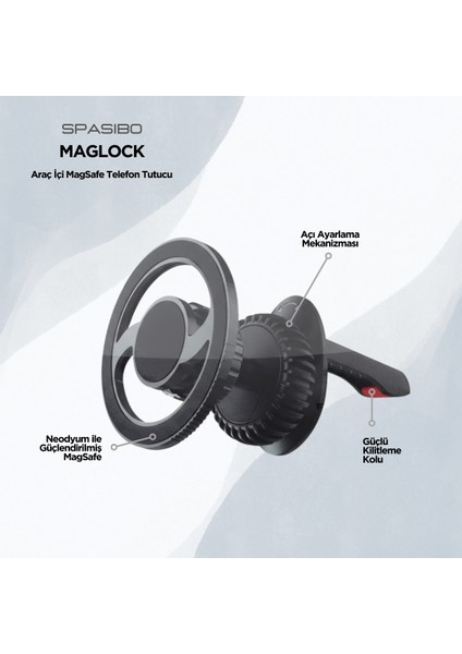 Maglock Sarsıntı Önleyici Magsafe Araç Tutucu - 3 Kat Güçlü Menfez Tutuşu ve 360° Ayar fırsatları