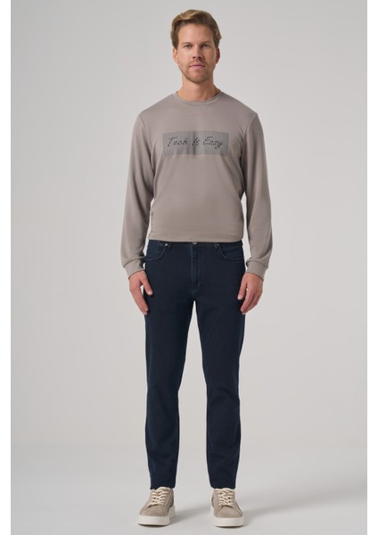 Erkek Lacivert Denim 5 Cep Slim Fit Jean Kot Pantolon modelleri