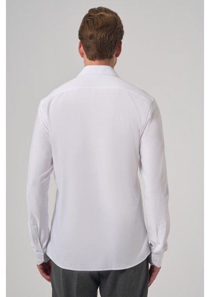 Erkek Beyaz Trend Düz Slim Fit Tam Italyan Yaka Gömlek indirimleri