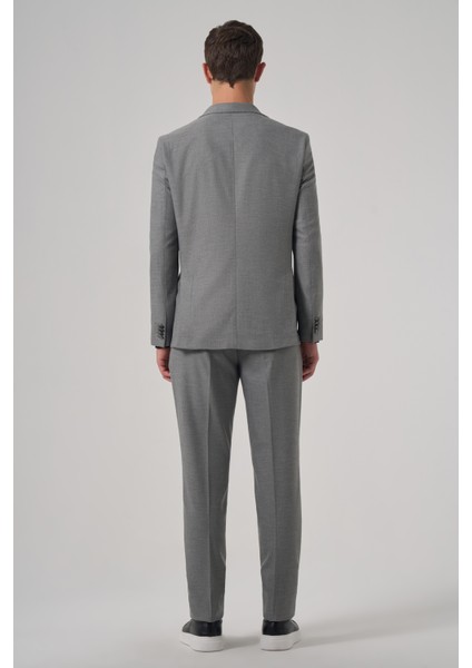 Erkek Gri Poliviskon Trend Desenli Slim Fit Sivri Yaka Takım Elbise indirimleri