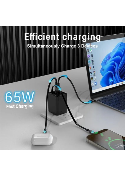 Linkage Lkc-56 Gan 65WATT 2xusb-C + 1xusb-A Çıkışlı, Dahili Usb-C Kablolu Hızlı Duvar Şarj Aleti fırsatları