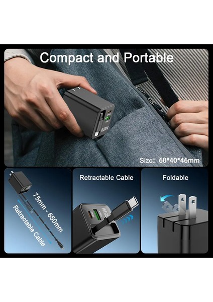 Linkage Lkc-56 Gan 65WATT 2xusb-C + 1xusb-A Çıkışlı, Dahili Usb-C Kablolu Hızlı Duvar Şarj Aleti indirimleri