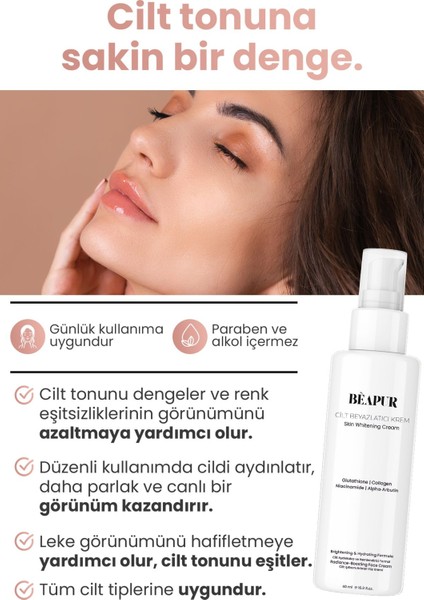 Krem Kolajen Cilt Beyazlatıcı, Aydınlatıcı Formül - Alpha Arbutin, Niacinamide & Glutathione 60 ml modelleri