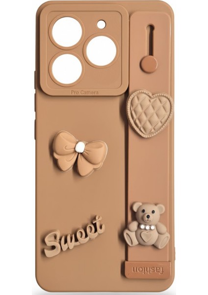 Tecno Spark 10 Pro Uyumlu Kılıf Kahverengi Renk 3D Figürlü Darbe Emici Yumuşak Silikon Kapak fırsatları